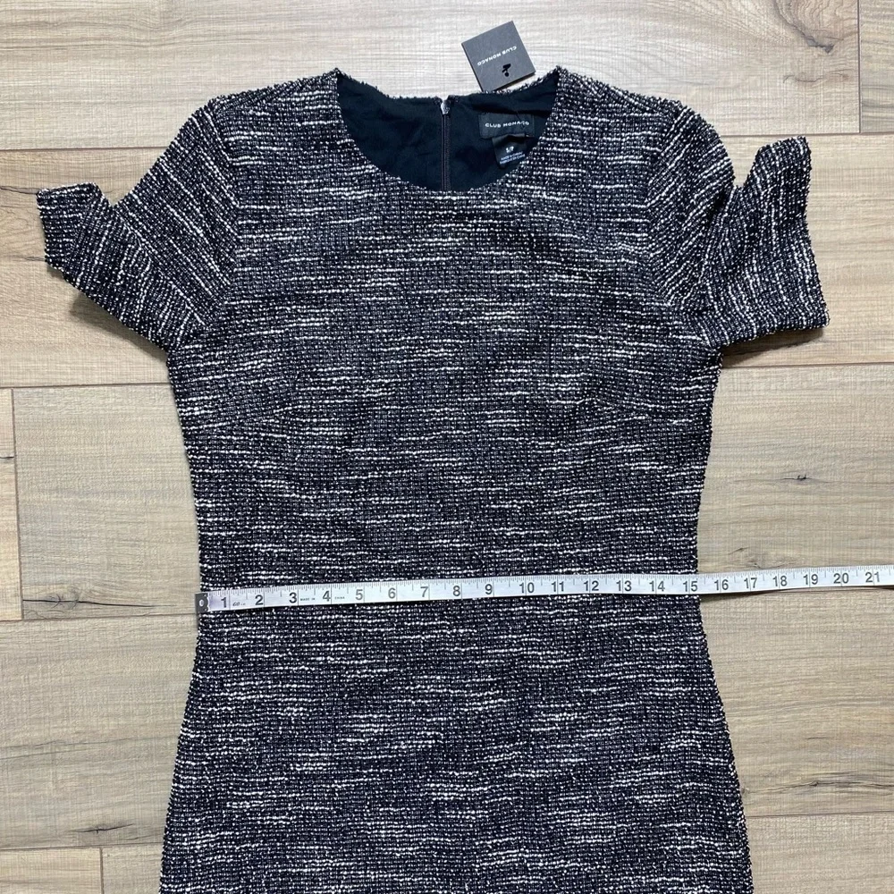 Club Monaco Womens‎ Textured Short Sleeve Lined Dress Size Small Black Mix